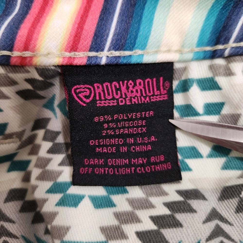 NWT Rock & Roll Denim x Hooey Baby Flare Jeans 28x34 Serape Western‎ Stretch NEW - Picture 7 of 15